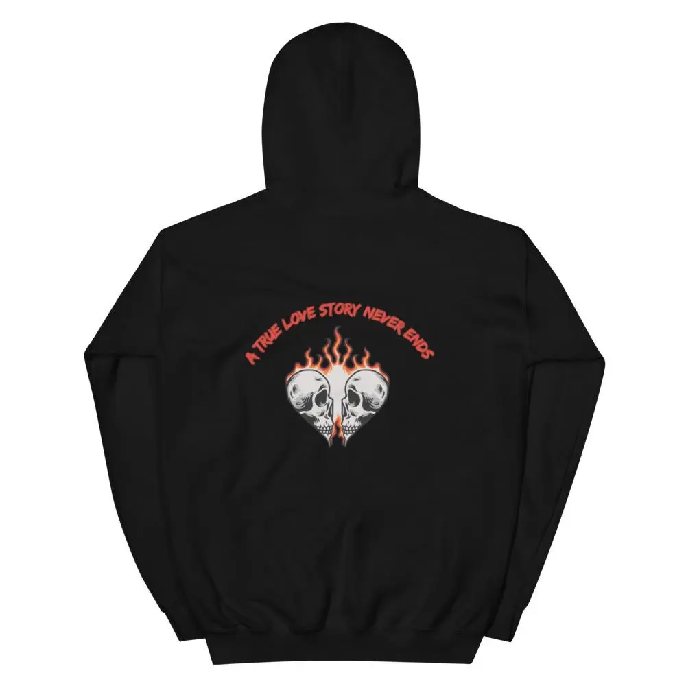 A True Love Story Never Ends Unisex Graphic Hoodie - Unisex Athletic Hooded Sweatshirts - Soft Polyester & Cotton Fabric - Sweatshirt W/ Front Pocket