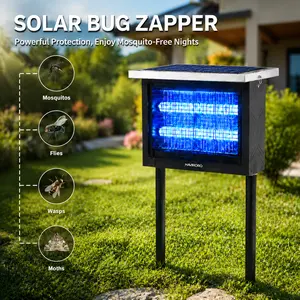 Lorins Solar Powered Bug Zapper, 4500V High Voltage Mosquito Killer, 2000 Sq.ft Cordless Rechargeable Waterproof Electric Fly Trap with Grounding Bracket, Portable Pest Control for Indoor, Patio, Backyard, Garden, Camping, RV, Pond
