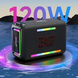 ZEALOT 120W Portable Wireless Bluetooth-compatible Speaker, Big Speaker Waterproof Outdoor Stereo Sound, Long Battery Life, RGB Lights, For Home/Party Use.