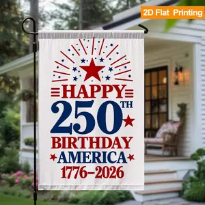 Double Sided Garden Flag 12x18, Red, White, and Blue American Pride Design, Outdoor Farmhouse Decor for Courtyard, Porch, Balcony, Gift for Patriotic Homeowners, USA Flag for 250th Anniversary Celebration (1776-2026), Polyester, No Flagpole Included