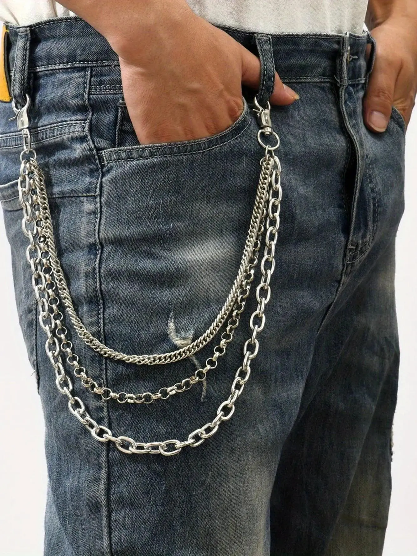 Men's Punk Style Multi-layer Chain Decor Pants Chain, Fashionable Jeans Keychain, Trendy All-match & Exquisite Clothes Accessories, Chain Accessory for Daily & Party Decoration, Chain Included