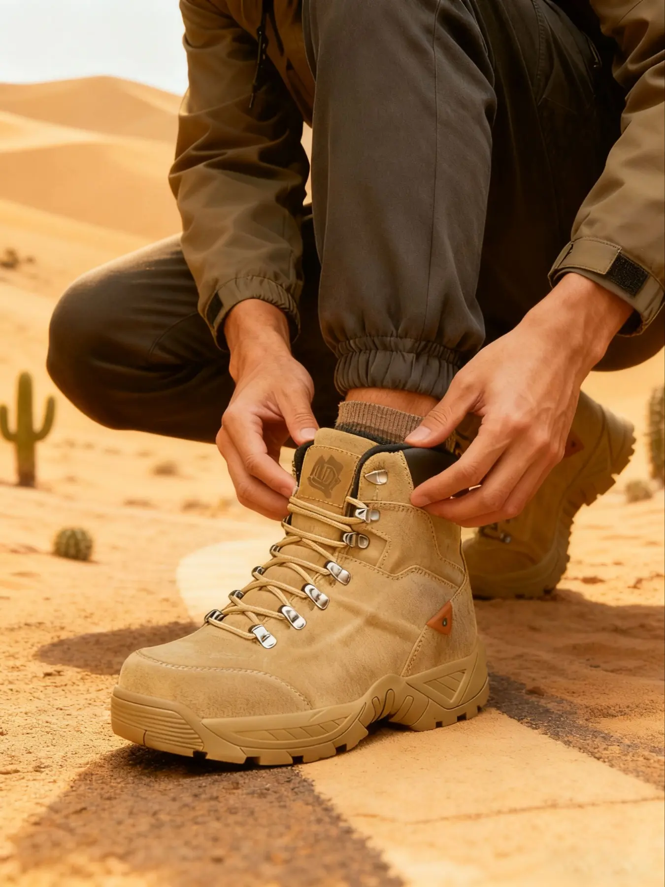 Men's Durable Tactical Boots, Fashionable Anti-Slip Military Work Boots, Ideal for Hiking Motorcycle Outdoor Combat