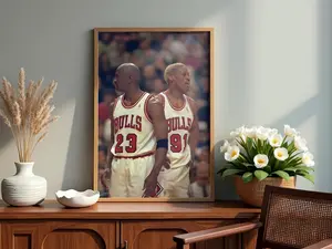 Michael Jordan and Dennis Rodman Poster  Iconic 90s Chicago Bulls Wall Art, Basketball Legends Print, Sports Motivation Decor & Man Cave.( Unframed - Print Only )