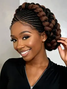 New Braided Hair Inspiration High-Definition Full Lace Headband Wig, Coily Braid Design, Vintage Elegance, Daily Wear, Boho Style Wigs, Lace Braiding Wig