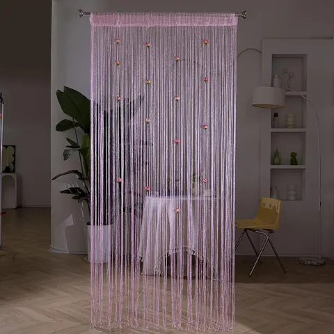 Rose Flower String Curtain, 1 Count Romantic Exquisite Door Curtain, Doorway Curtain, Home Decorative Curtain, Home Decor for Living Room, Bedroom, Hotel and Salon, Interior Decoration Accessories