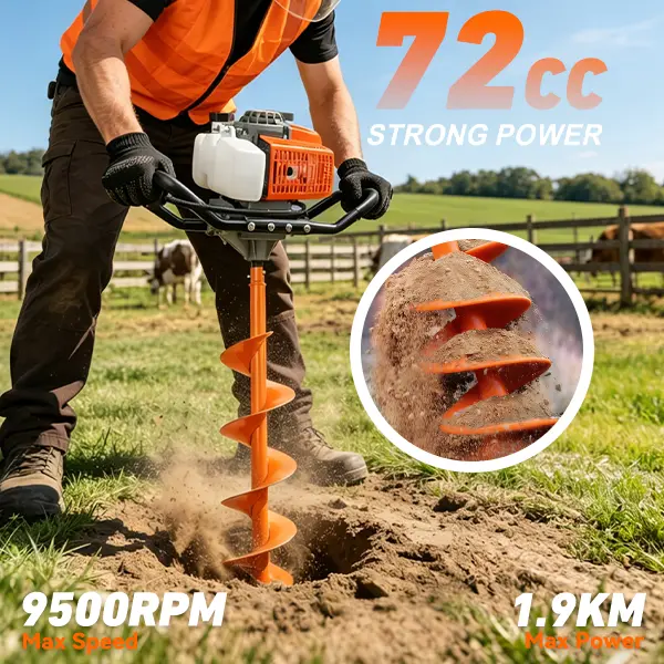テッタラー NEOTEC 72CC 2-Stroke Gas Powered Earth Auger Post Fence Hole