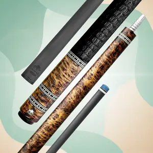 Rhino RETRO Thuya Pool Cue — Carbon Fiber Shaft, Crocodile Embossed Microfiber Leather Wrap, Time Crystal 12.5 mm Tip, Pro Taper, Carbon Composite Butt, Stainless 3/8-8 Joint, Weight Adjustable