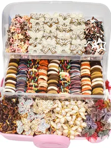 238/512/1228pcs Maillard-colored hair accessory set+1pc box, including butterfly clips, bow hairpins, colorful hair ties, Elastics, suitable for girls' daily use, birthday parties, photoshoots, and other occasions, meeting everyday styling needs