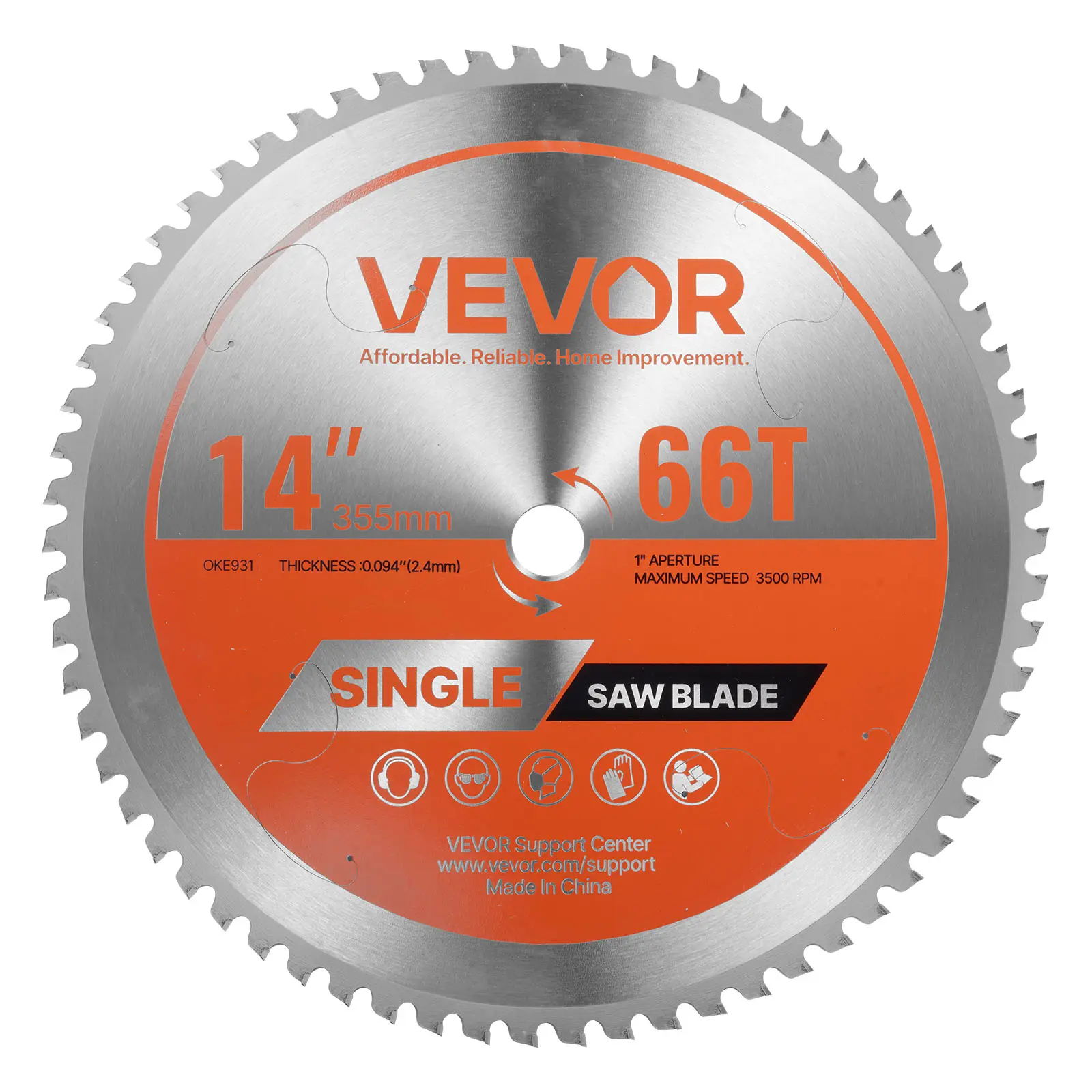 【Summerfinds】VEVOR Circular Saw Blade,355 mm Diameter66 Sharp Alloy Teeth25.4 mm ArborFine FinishMetal Cutting Blade for Circular Sawwith Noise-Reducing Heat Ventsfor Cutting Steel and Aluminum, Tool, Hardware