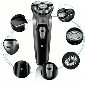 Cordless Electric Razor for Men: IPX7 Waterproof Rotary Shaver - 4D Flex Precision Blades with Pop Up Trimmer