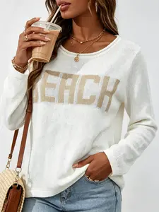 Women's Knit Pullover Sweater, Casual Loose Fit, Long Sleeve, Soft Comfortable Fabric, Spring & Fall Fashion, Daily Wear