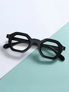 Fytoo Unisex Glasses, Hexagonal Frame, Acetate Fiber Lenses, Full Rim Eyewear, Model Ft1602-01, Stylish and Durable