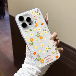 Cute Floral Flower Design Light PC Hard Case Anti-Drop Phone Case for Apple iPhone 12 11 13 14 15 Pro Max Air 13 Pro X 16 Plus