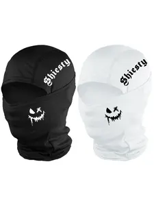 Unisex Letter & Smiling Face Print Full Balaclava Ski Mask, Breathable Neck Gaiter for All Seasons, Ideal for Outdoor Sports & Daily Use