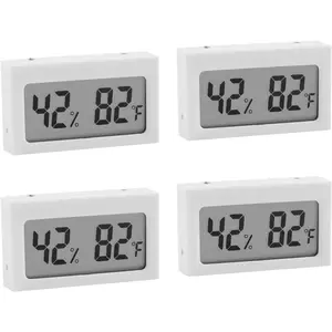 Digital Indoor Hygrometer with LCD Display Temperature Gauge Humidity Meter for  or Greenhouse (White, 4 Pack)