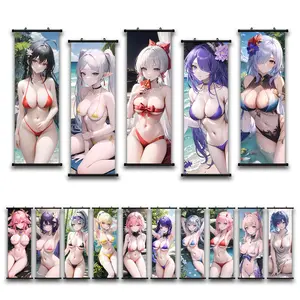 1pc Plastic Hanging Painting, Swimsuit Anime Girls Wall Art Canvas Poster, Cute Kawaii Anime Pattern Art Poster Print Wall Paintings, Ideal For Bedroom, Office, Living Room, Wall, Room, Home Decoration, Perfect Gift Idea, Instantly Enhance Your Space!