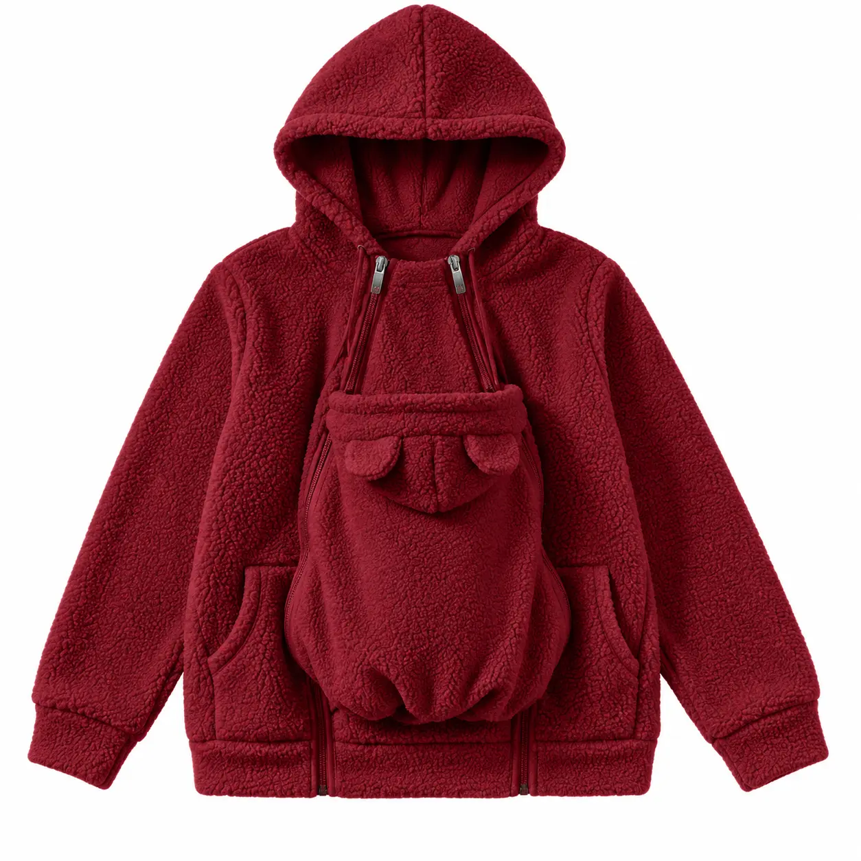 Women's 2-in-1 Fleece Zip-Up Maternity Jacket/Sweatshirt – Keep Your Hands Free and Hold Your Baby with Ease