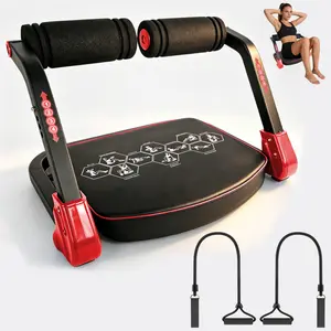 Adjustable Ab Trainer with Resistance Bands, Auto Rebound Sit Up Machine, Foldable Home Workout Equipment