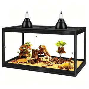 PROLEE Reptile Tank, 35 Gallon Beard Dragon Tank, Tempered Glass Reptile Enclosure and Snake Tank with Locking Design for Lizard,Gecko,Chameleon Terrarium Sliding Doors