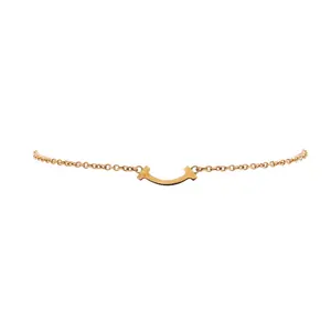 Pre-owned Tiffany & Co. T Smile Chain Bracelet 18K Yellow Gold Mini by Rebag