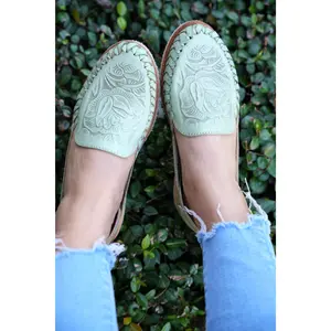Rosalinda Leather Flat Turquoise