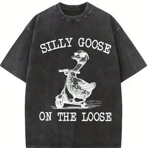 Silly Goose On The Loose Tshirt, Cute Goose Shirt Gifts for Farm Girls, Aesthetic Meme Goose T-Shirt, Funny Gift Top Womenswear Summer Casual