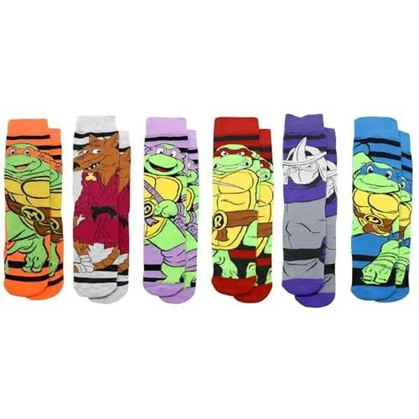 Teenage Mutant Ninja Turtles Men's 6 Pair Pack Crew Socks, Shoe Size 6-12