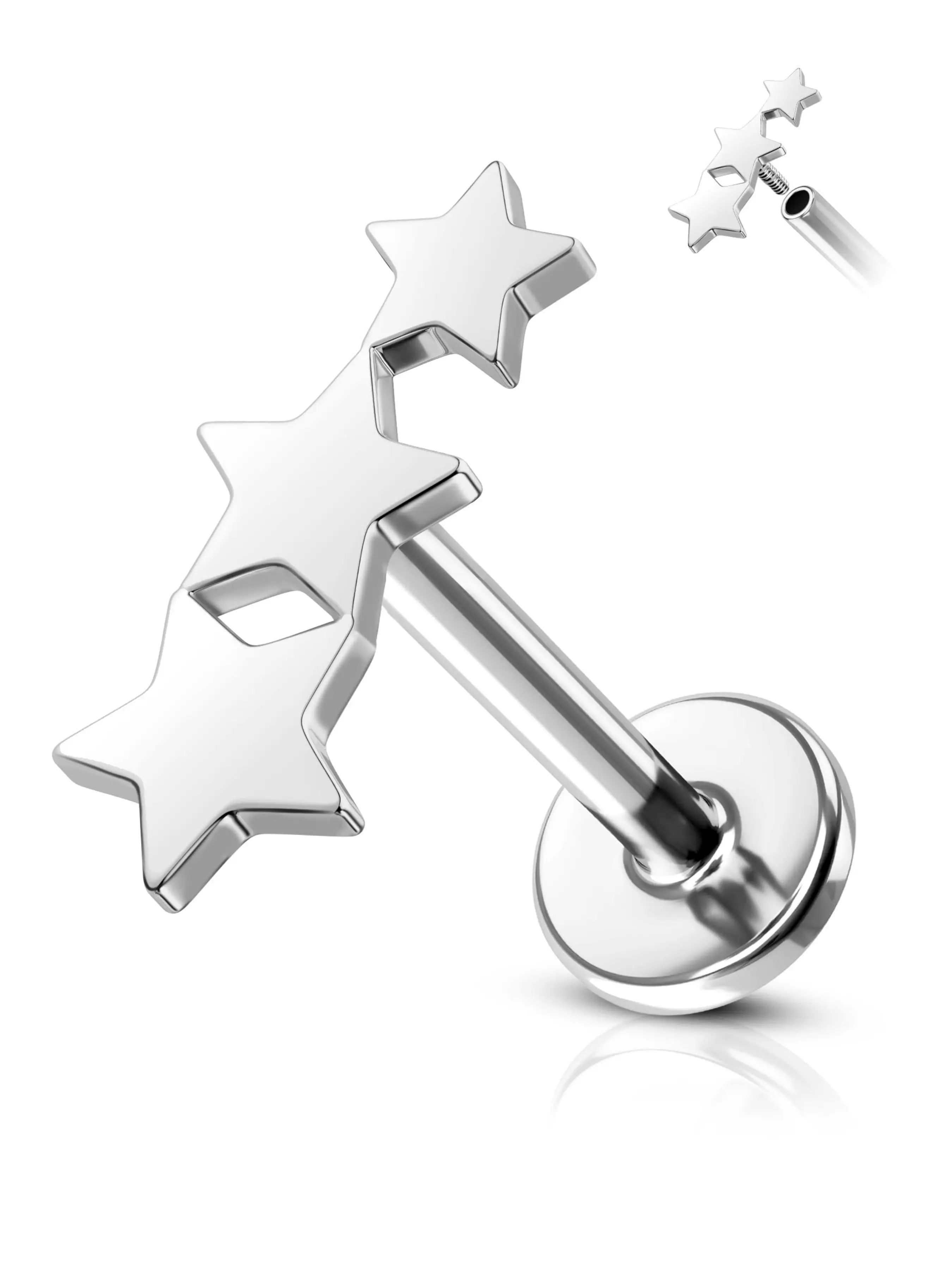 Minimalist Star Cartilage Earrings, G23 Solid Titanium, 16G Tragus Helix Piercing Jewelry, Delicate Hypoallergenic Ornaments, Nose Ring Stud