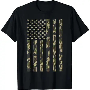Camo American Flag USA Camouflage Men Boys Women Youth T-Shirt