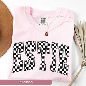 Comfort Colors Checkered Estie Shirt, Esthetician Shirt, Esthetician shirts , Gift for Esthetician, Esthetician Gift, Fabric Top Womenswear Fit