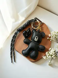 Bear Bag Charm Three Colors Are Available Bag Pendant Bag Decoration Fashionable And Versatile Stylish Playful Charm With Love And Woven Rope High Quality Not Easy To Rust Suitable For Backpacks And Keys Couple Ornaments Best Friend Ornament Keychain