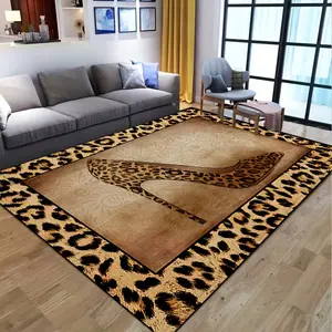 Leopard Print High Heel Rug, Home Decor Sofa Table Mat, Bedside Carpet, Kitchen Dining Room Floor Covering