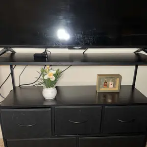 Dresser TV Stand, Entertainment Center with 5 Fabric Drawers, Media Console Table for TV with Open Storage Shelf Dresser