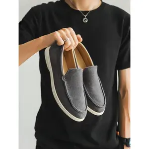 Men's Suede Loafers One-Step Slip-On Design Lightweight Sole Comfortable Fashion Casual Office Shoes for Men Daily Wear