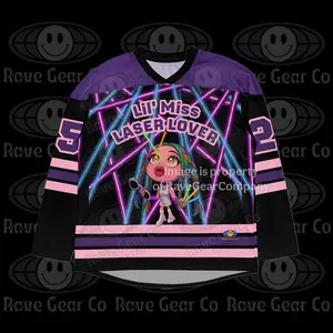 Lil' Miss Laser Lover Lightweight Festival Hockey Jersey – EDM Rave Clothing, Womens Festival Wear, Lost Lands Outfit, EDC