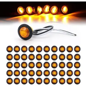 3/4" Amber 3-LED Mini Round Trailer Side Marker Lights – Waterproof Sealed Clearance Signal Lamps for Truck Lorry RV Boat Bus Pickup Caravan 12V DC Holiday Gift
