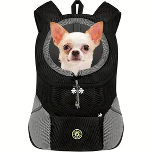 Pet Backpack with Adjustable Straps and Ventilation Holes, Small Dog Pet Backpack, Front and Back Breathable Design, Safety Leash Included