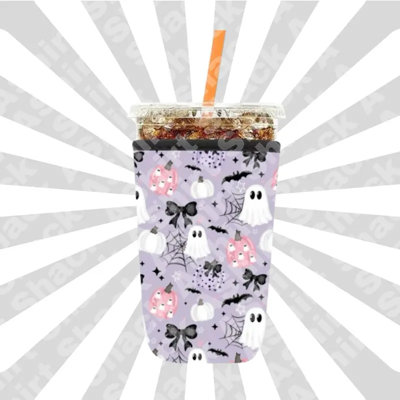 Purple Ghosty, Iced Coffee Koozies for 20-32oz Cups – On-the-Go Accessory to Keep Drinks Cold Stylish Drinkware