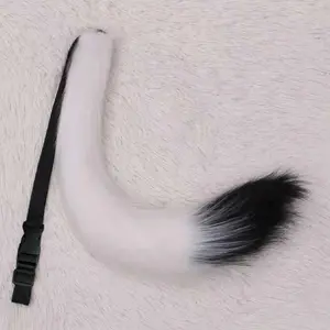 Fluffy Cat Tail Super Soft Faux Fur Tail Japanese Style Faux Fox Tail Adjustable Belt Artificial Cat Tail Furry Tail