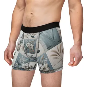 Floral Mosaic Serenity Men's Boxers, Soft Polyester & Spandex, Comfort Fit, Breathable Underwear, Unique Gift for Him, Stylish Loungewear