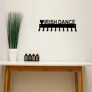 14.5 Inch Modern Irish Dance Medal Hanger with 10 Metal Hooks, Wall Mounted Display Rack for Dance Awards, Home Decor Organizer