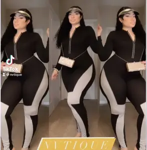 Long Sleeve Black and Grey Jumpsuit