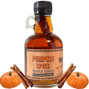 Wood’s Pumpkin Spice Maple Syrup – Small-Batch Vermont Maple Syrup Infused with Cozy Fall Spices | Natural, Vegan Sweetener for Coffee, Pancakes, Baking & More | 8.45 Fl Oz (250mL) Flavor Honey
