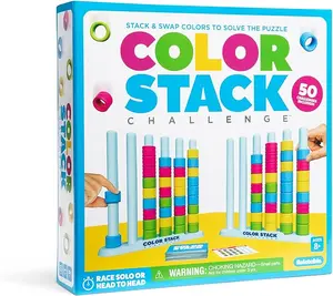 Color Stack Challenge - 2 Player Battle Mode Puzzle Board Game with Easy Hard Levels for Kids Teens Adults Portable Interactive Desktop Game Gift for Party Classroom Icebreaker