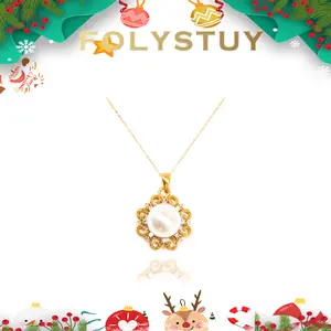 [22mm Flower Pendant]【FOLYSTUY YNK04 】White Jade Pearl Flower Pendant Female Rhinestone Pendant with Thanksgiving Design