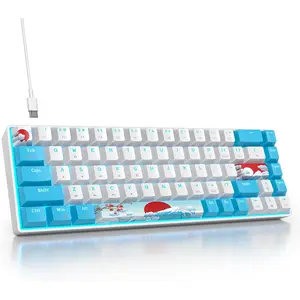 65 Percent Mechanical Gaming Keyboard 65% Portable Keyboard 68  Compact Wired Keyboard RGB Backlit for PC Laptop Gamer(68 Sea/Blue )