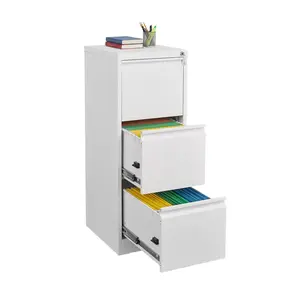 3 Drawer Metal Filing Cabinet with Lock, Heavy Duty Vertical File Cabinet for Home Office, Stores Letter, Legal, A4 & F4 Size Documents White
