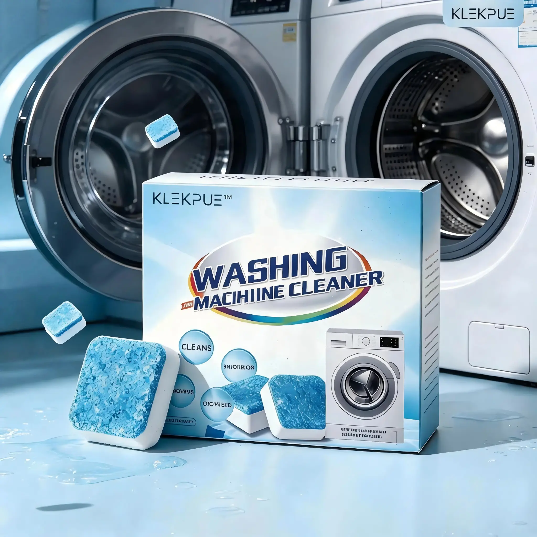 Washing Machine Cleaner Tablets,Deep Cleans and Deodorizes Front and Top Loading Cleaning tablets s - 12 Pack for a 6 Month Supply, Removes Residue, Grime, and Odors. Septic Safe.