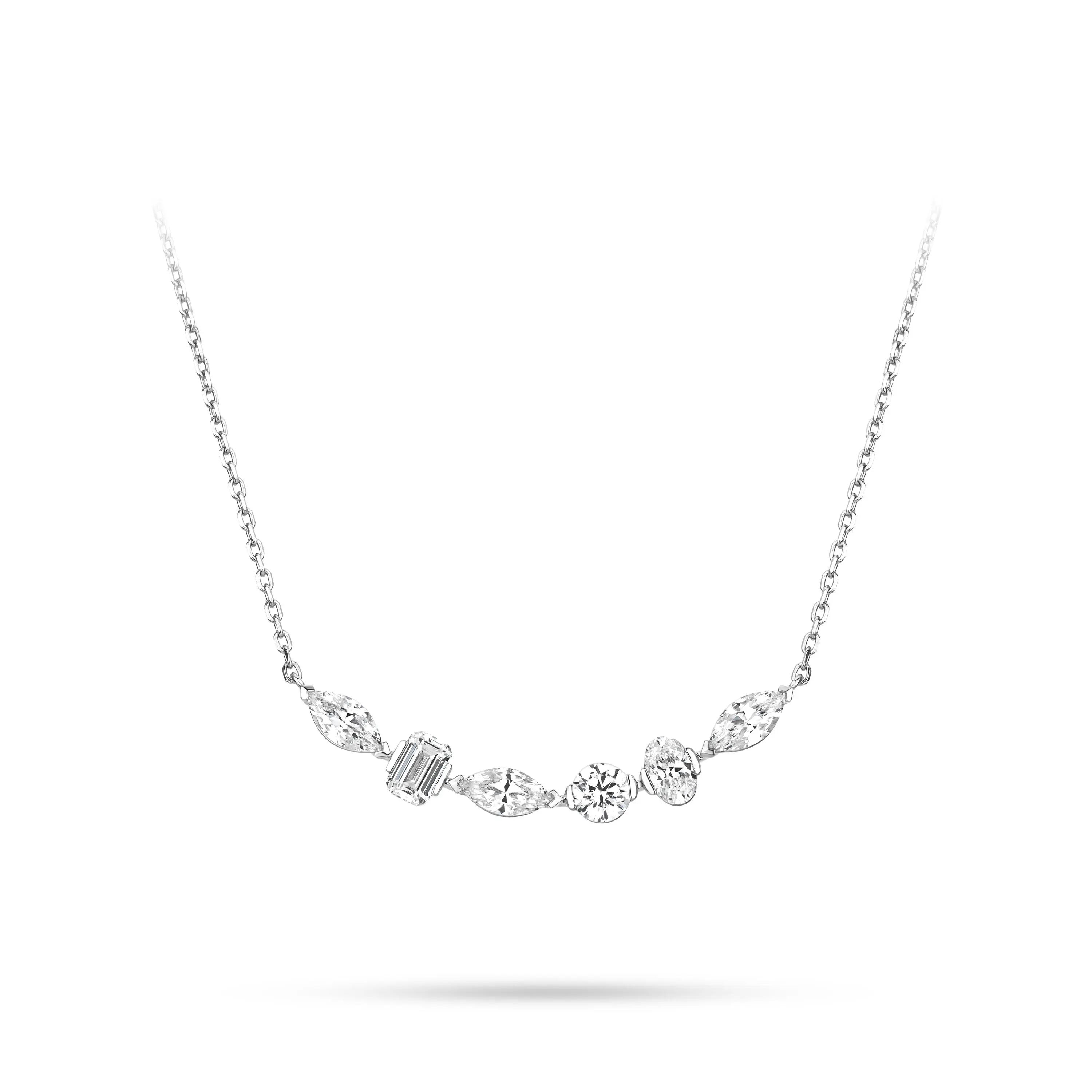VAMERAY #3274 5 Carat Multi-Cut Linear Station Prong-Set Pendant Necklace
