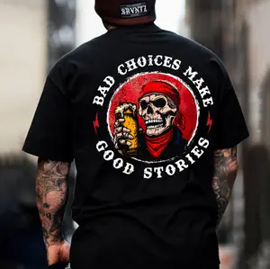 BAD CHOICES MAKE GOOD STORIES Skeleton&Beer Print Men's T-Shirt